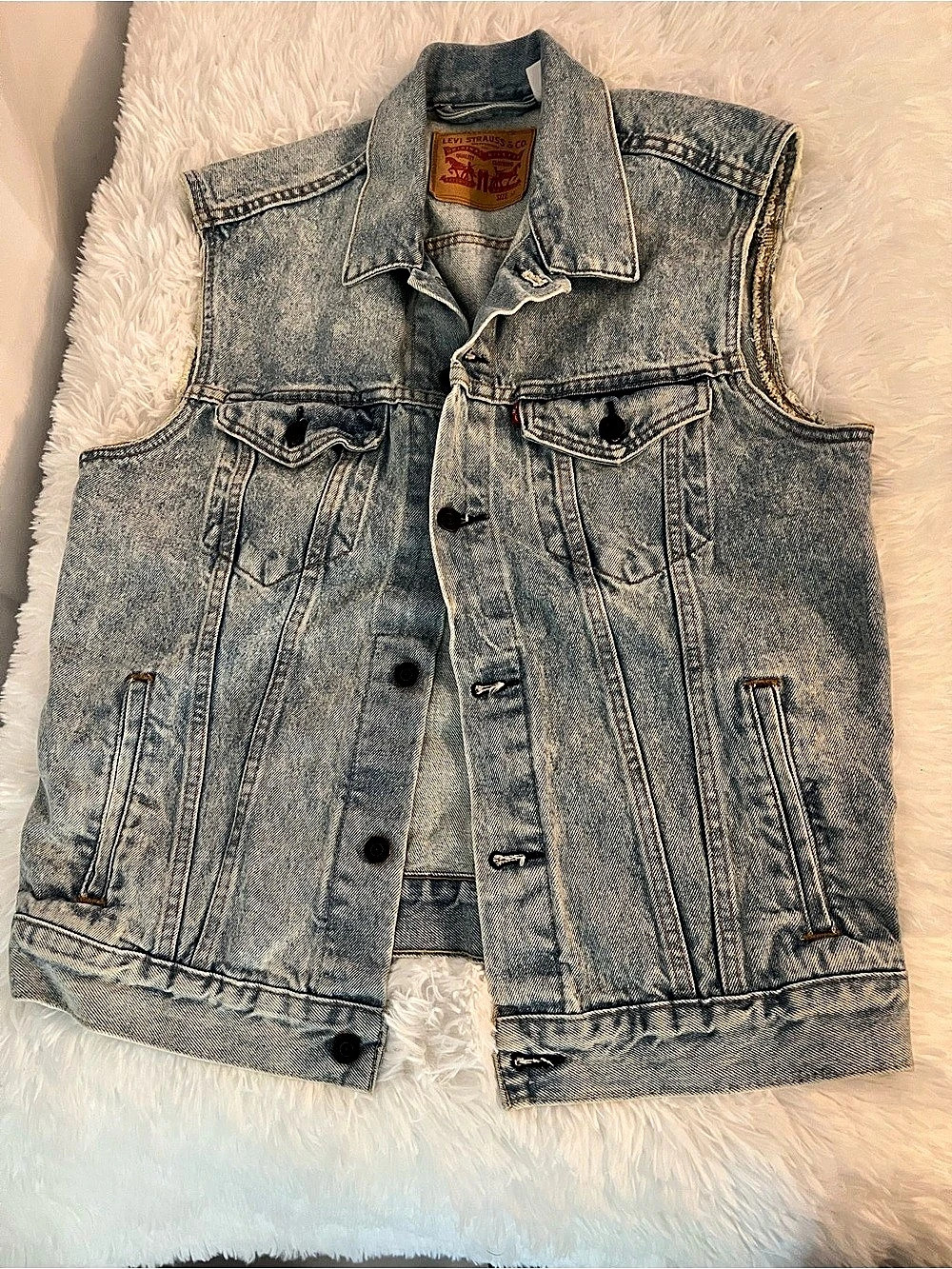 Levi's Vintage Denim Distressed Trucker Vest Medium